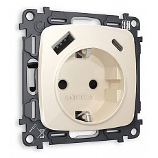 Розетка с заземлением и 2хusb type a и c, без рамки ambrella volt quant mo310010